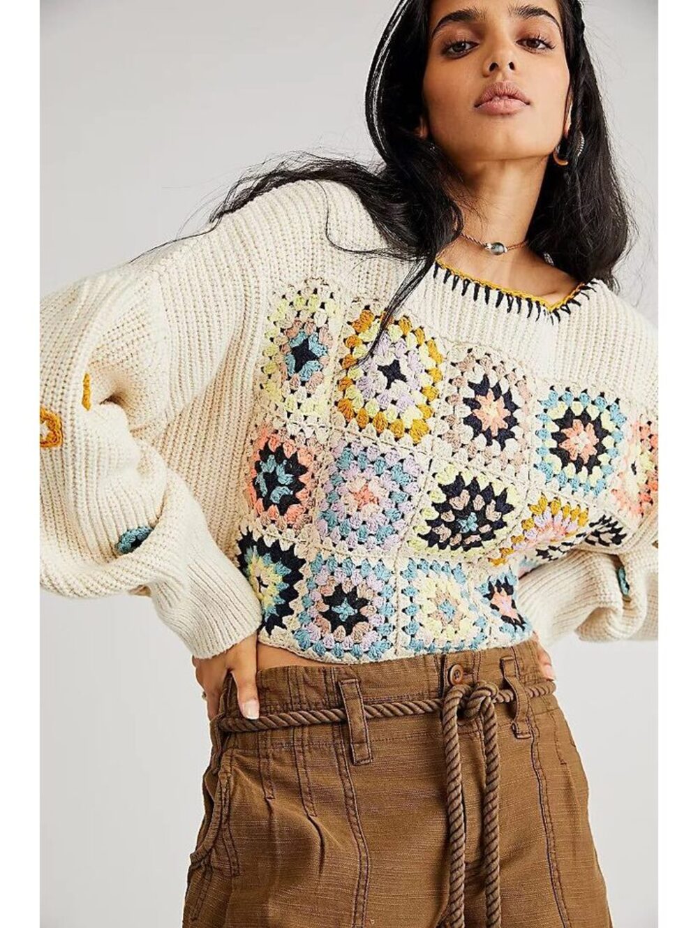 New Free People Dahlia Crochet Pullover Size S